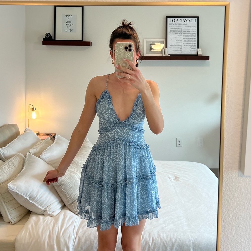 Blue saints & secrets dress with cross back